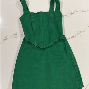 Peppermayo - Pastel Skies Bustier Top & Rooftop Drinks Mini Skirt in Jade Green